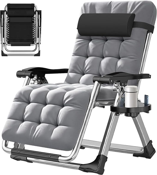ABORON Zero Gravity Chair,Premium Outdoor Lawn Folding Lounge Chairs,Sturdy Adjustable Reclining Patio Chairs with Removable Cushion,Headrest & Tray