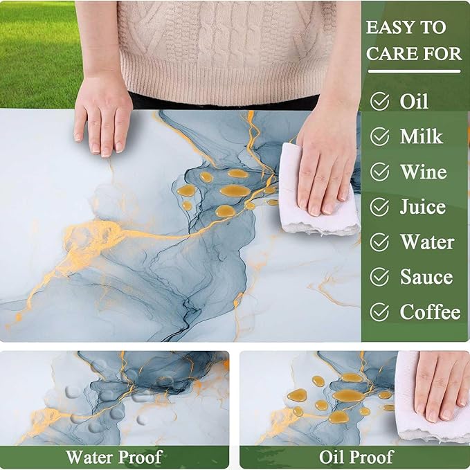 CAPSCEOLL Elastic Picnic Table Cover with Bench Covers 5Ft Waterproof Fitted Picnic Table Cover Cloths for Outdoors Camping Tablecloth with Drawstring Bag, 60X30in, Grey White Marble