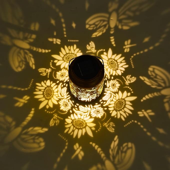 Sunflower Solar Lantern, Birthday Gifts for Women, Outdoor Waterproof LED Decorative Garden Lights for Lawn, Landscape, Patio, Porch Hanging Solar Lights for Ladies, Mom, Grandma
