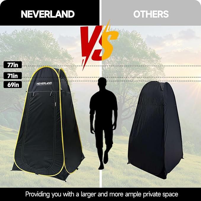 NEVERLAND Pop Up Privacy Shower Tent - Portable Changing Shower Tent, Dressing Room, Bathroom, Outdoor Rain Shelter for Camping, Hiking, Beach