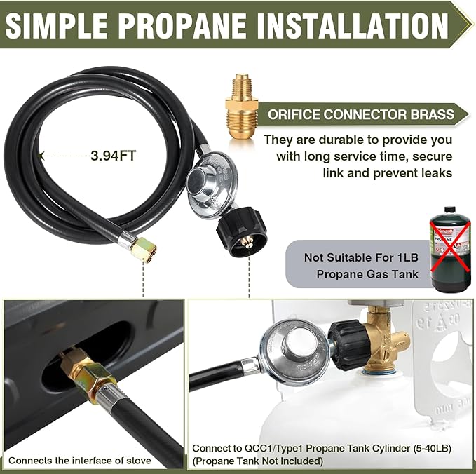 BESTFIRE 35,000 BTU Double Burner Propane Gas Stove, Portable Outdoor Camping Cooker with Auto Ignition, Rust-Resistant Alloy Steel, CSA Regulator & Hose, for BBQ, RV, Tailgating, 28.74"×14.76"×5.51"