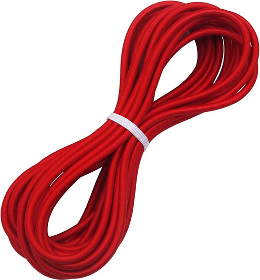 1/4" Elastic Bungee Shock Cords, 25 Feet Marine Grade Kayak Heavy Stretch String Rope & Tie Down Trailer Straps for DIY Projects Red