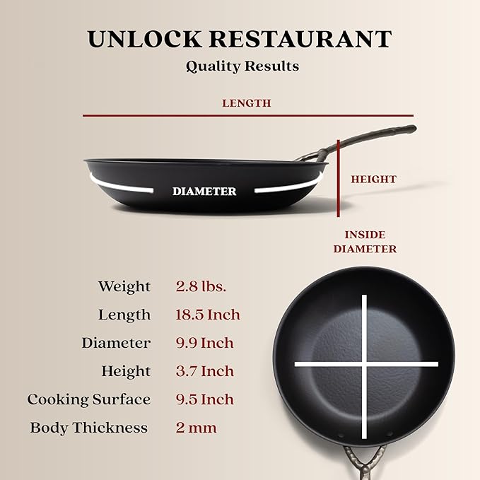 Alva Artist Carbon Steel Frying Pan Cookware Set – Pro-Grade Searing, Pre-Seasoned & Naturally Non-Stick, PFAS-Free – Heats 3× Faster Than Cast Iron – Oven, Grill & Induction Safe, Lightweight Design