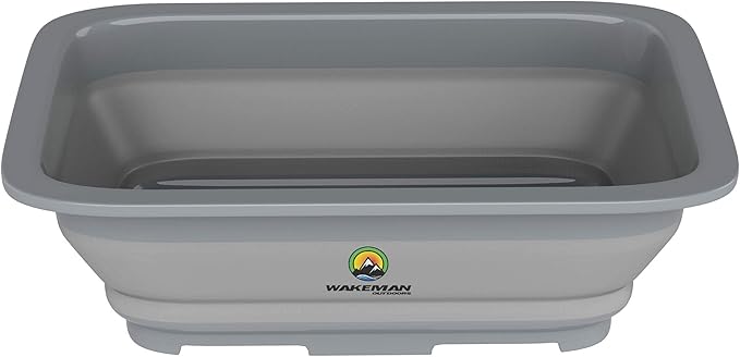 Collapsible Ice Bucket - 10-Liter Portable Outdoor Multi-Use Basin, Dish Tub, and Storage Basket for Camping and Tailgating by Wakeman (Gray)