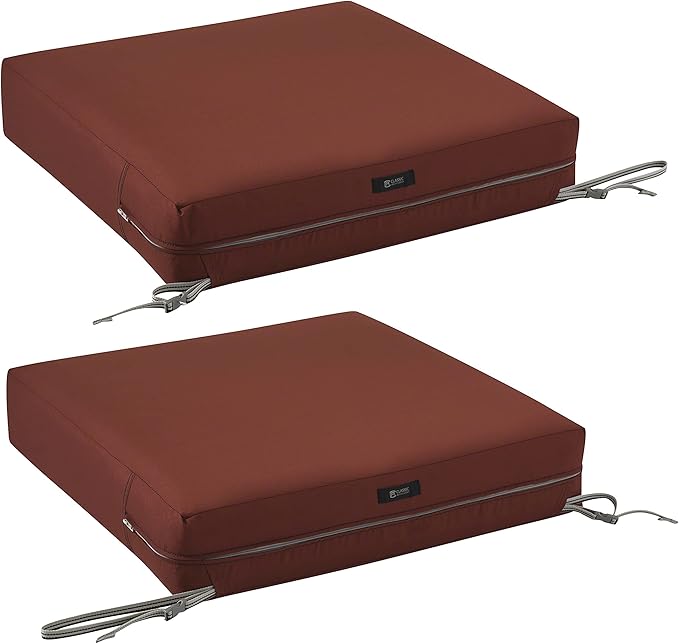 Classic Accessories Ravenna Water-Resistant Patio Lounge Chair/Loveseat Cushion, 25 x 27 x 5 Inch, Spice, rectangle Outdoor Seat Cushion