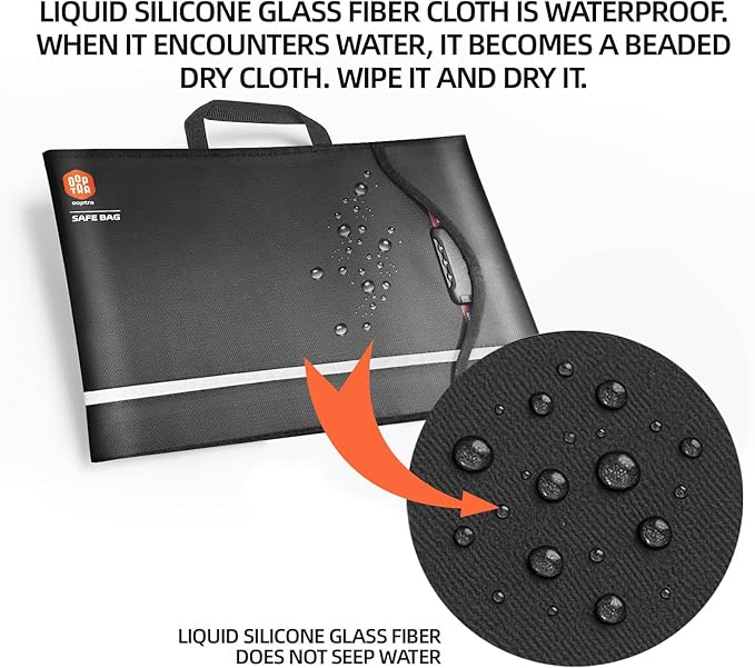 Fireproof Document Bag (Black) – Waterproof Zipper & Lock – for Home, Office & Travel – Holds Files, Cash, Passport, Valuables – Fire & Water Resistant