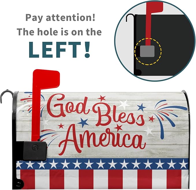God Bless America Magnetic Mailbox Cover - Happy 4th of July Independence Day - Oversize 25.5''x21'' for Home Outdoor Garden Yard - Holiday Mailboxes Wraps Letter Post Box