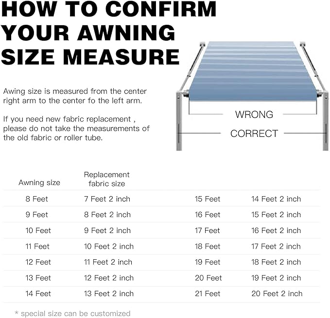 AWNLUX RV Awning Fabric Replacement - Waterproof Vinyl Sun Shade Screen for Camping - Universal Fit UV Blocker Canopy Shelter - Blue Strip 13' (Fabric 12'2")