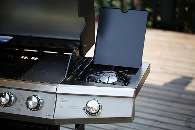MASTER COOK 4 Burner Gas Grill, 52,000BTU Cabinet Style Grill, Propane Grill with Side Burner, Built with Stainless Steel (Black)