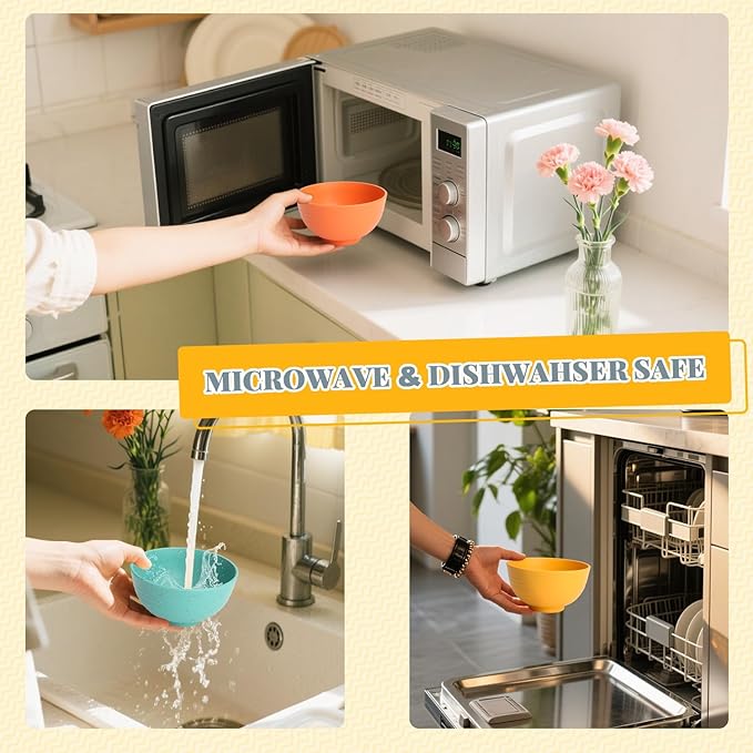 Homienly Wheat Straw Small Bowls, Unbreakable Dessert Bowls set of 8, 10 OZ Mini Bowl for Kitchen, Microwave and Dishwasher Safe Small Bowl for Snack, Ice Cream, Yogurt,Portion Control - Multi, Matte