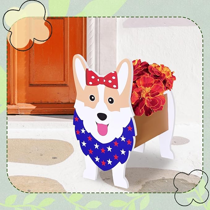 2D Corgi Planter, American Style Corgi Shape Garden Pots Plant Pots for Indoor/Outdoor Gardens Decoration, Cute, Surprise Gifts/Souvenirs for Pet Lovers