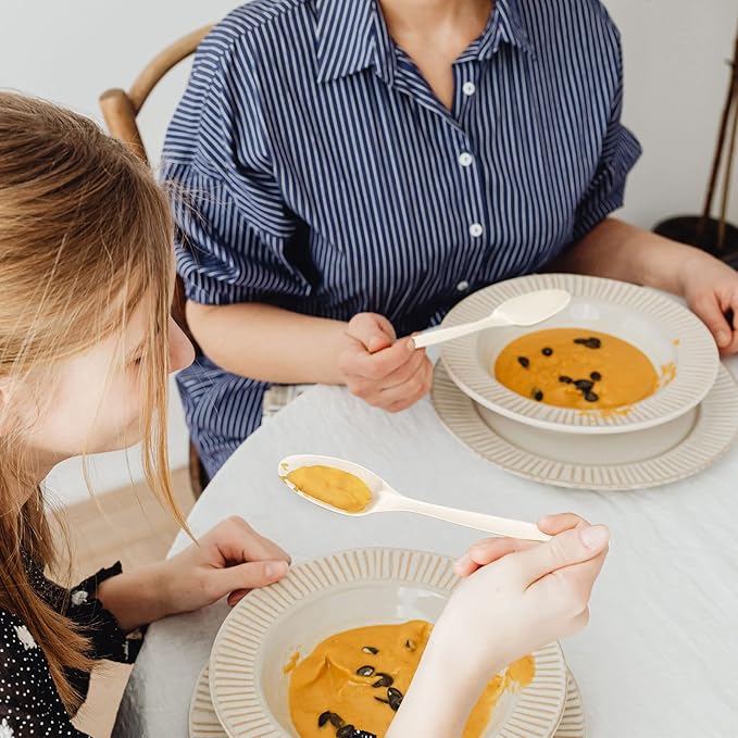 Gezond 100% Compostable Cutlery Set 150 Pack Extra Long Disposable Cutlery with 50 Forks 50 Spoons 50 Knives 7 Inch No Plastic Biodegradable Utensils for Party Wedding Camping Office Picnic