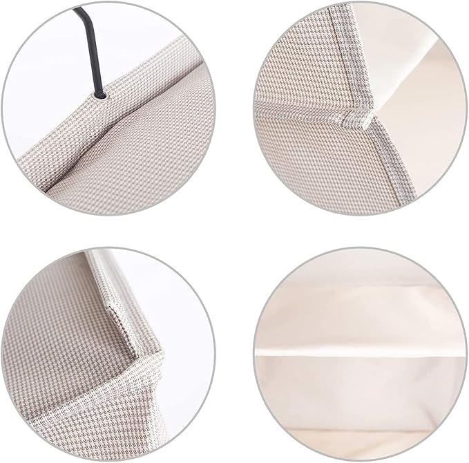 Hanging Closet Organizer, Easy Mount Foldable 3-Shelf Hanging Closet Wardrobe Storage Shelves, Clothes Handbag Shoes Accessories Storage, Imitation Linen Fabric, Beige Houndstooth