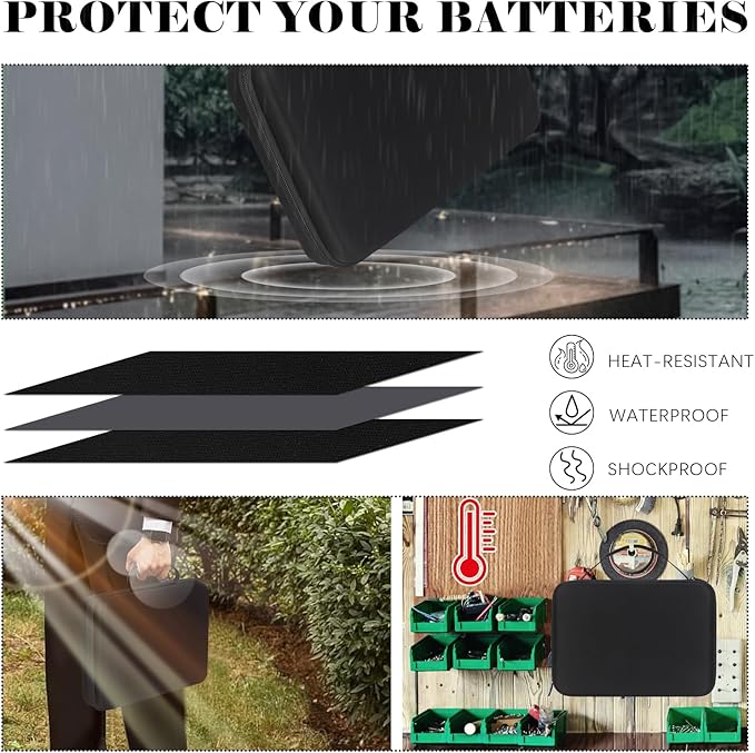 Battery Organizer Storage Case with Tester for AA AAA C D 9V Battery Holder 7 Batteries Variety Pack 111 Batteries Mesh Bag (Batteries Not Included) (black)