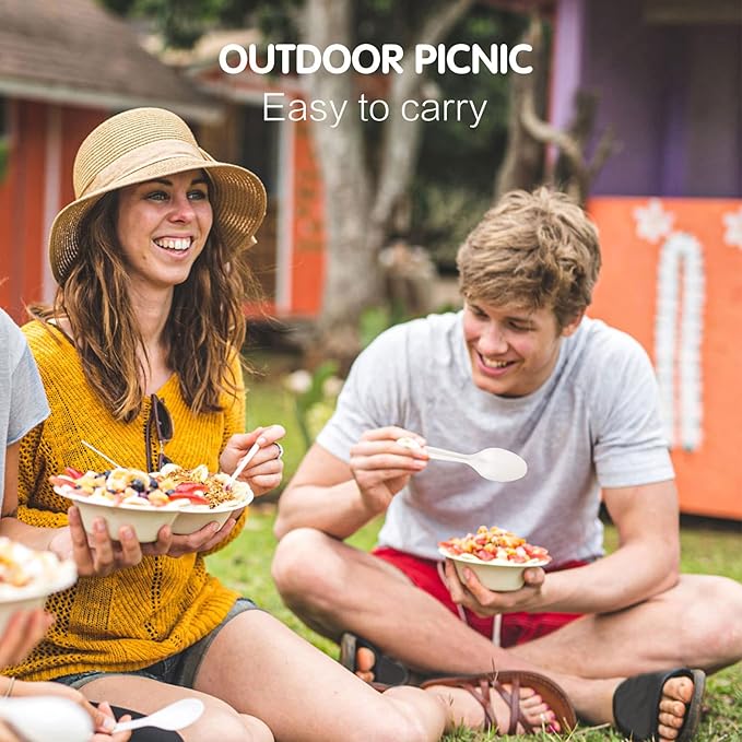 Gezond Compostable Spoons 150 Pack 6.7 Inch Disposable Spoons No Plastic Biodegradable Cutlery Set Heavy-duty for Party Wedding Camping Office Picnic