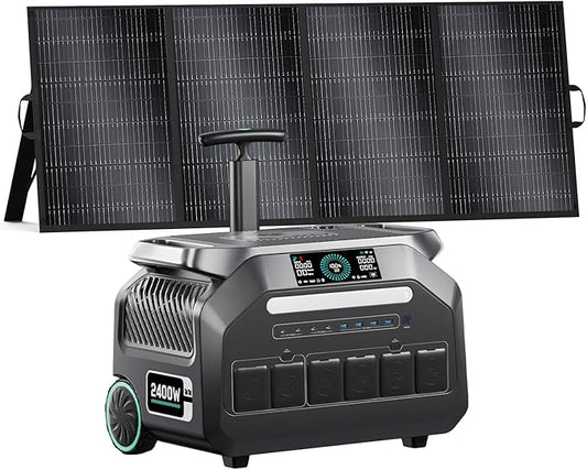 IEE 2048Wh Solar Generator,2400W Portable Power Station P2400 with LiFePO4 Batteries and 500W Solar Panel,1800W AC Charging,4 AC Outlets Up to 2400W for Home,Power Outages, Camping,and RVs