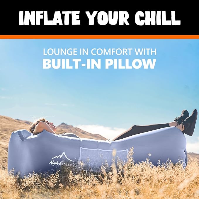 AlphaBeing Inflatable Lounger Beach Chair Accessories, Air Sofa Hammock Inflatable Couch for Camping Backyard Lakeside with Compression Sacks, Ideal Outdoor Gifts for Adults