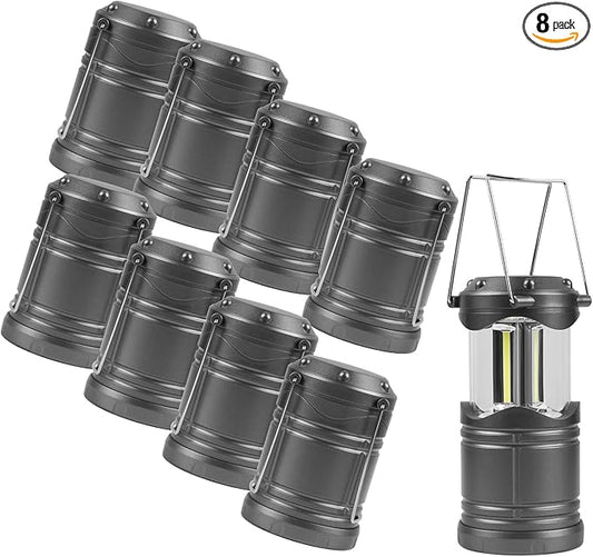 Lichamp 8 Pack LED Lantern Camping Light, Battery Operated Lanterns COB Super Bright for Power Outages Indoor Emergency Outdoor Camping Hiking Kit, B8GY
