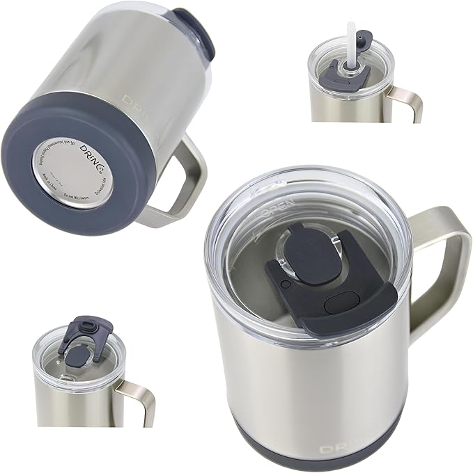 Drinco 16 oz Coffee Mug, Vacuum Insulated Camping Mug with Lid, Double Wall Stainless Steel Travel Mug Insulated Tumblers Coffee Mugs Coffee Cups Tea Cup (16oz Royal Blue)