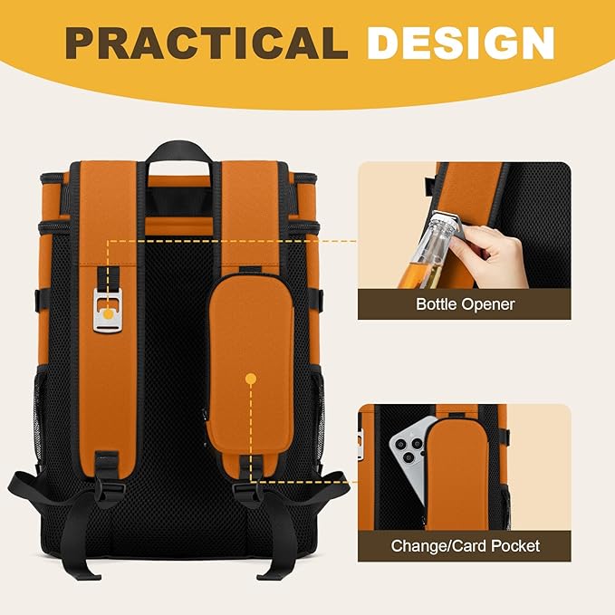Cooler Backpack - 40 Cans Insulated Backpack Cooler for Men & Women, Portable 2 Leak Proof Compartments Coolers Bag for Beach Travel Picnic Lunch Hiking BBQ Camping - MIYCOO