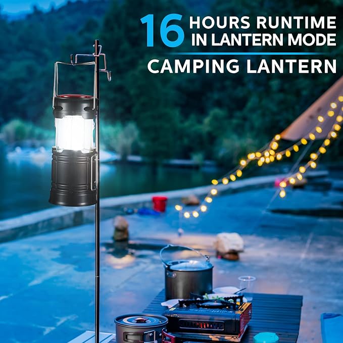 8 Pack Camping Lights and Lanterns Battery Powered Lanterns for Power Outages Lantern Flashlight Red Light and Magnet Base Collapsible Portable Waterproof Emergency Light for Hurricanes Outdoor Hiking
