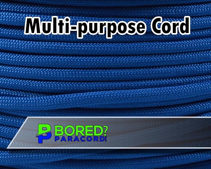 BORED? PARACORD! 550 lb Paracord - Ideal for Crafting, Camping, DIY Projects, Active & Military Outdoors - Strong Survival Rope - Tactical Parachute Cord Type III - Caribbean Blue 50 Feet