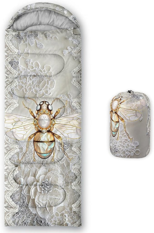 AILONEN Pink Lovely Rabbit Sleeping Bag for Girls Kids Adults,Warm and Cool Weather,Lightweight,Waterproof Backpacking,Cartoon Flowers Printed Bunny Sleeping Bag for Camping