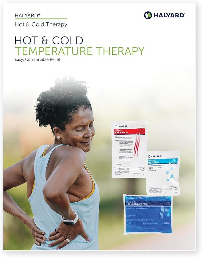 HALYARD Instant Cold Pack Disposable Cold Compress Ice Packs w/Flocking for Swelling Injuries Toothaches Sprains Strains 6 X 6.5 Inches, 24 Packs Per Case - 51778