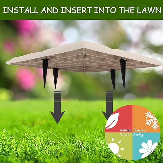 4Pcs Square Sunflower Stepping Stone Outdoor Garden Walkway, Durable Plastic Pavers for Patio, Pathway, and Landscaping, Weatherproof Stepping Stones with Ground Stakes for Easy Installation