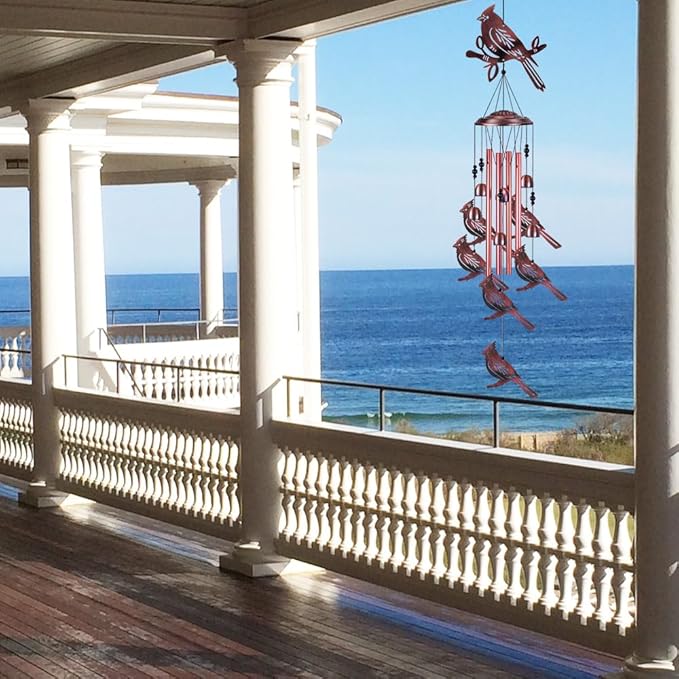 Cardinal Wind Chimes for Garden, Home, Balcony, Yard, Outdoor Decoration, Cardinal Wind Bell, Memorial Wind Chime, Wind Catcher, Blessing Wind Chimes Xmas Gifts for Mom, Grandma, Family, Women, Friend