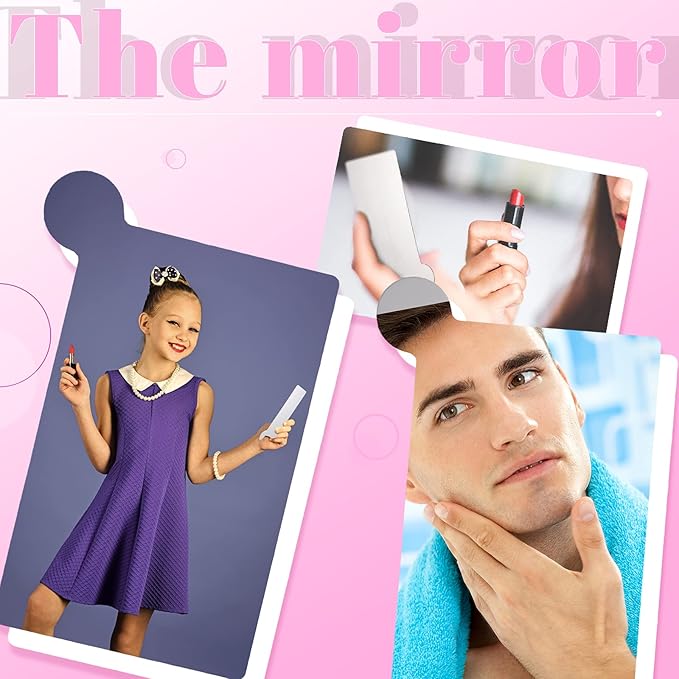 Jetec 10 Pieces Pocket Compact Mirrors Mini Mirror for Purse Wallet Small Handheld Stainless Steel Unbreakable with PU Leather Case for Men Women Travel Camp Signal Makeup(Black)