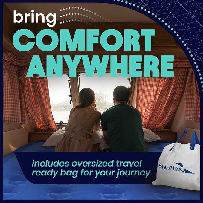 EnerPlex Air Mattress with Built in Pump - Self-Inflating Blow Up Mattress with Neck Support - Inflatable Air Bed for Portable Travel & Home Use