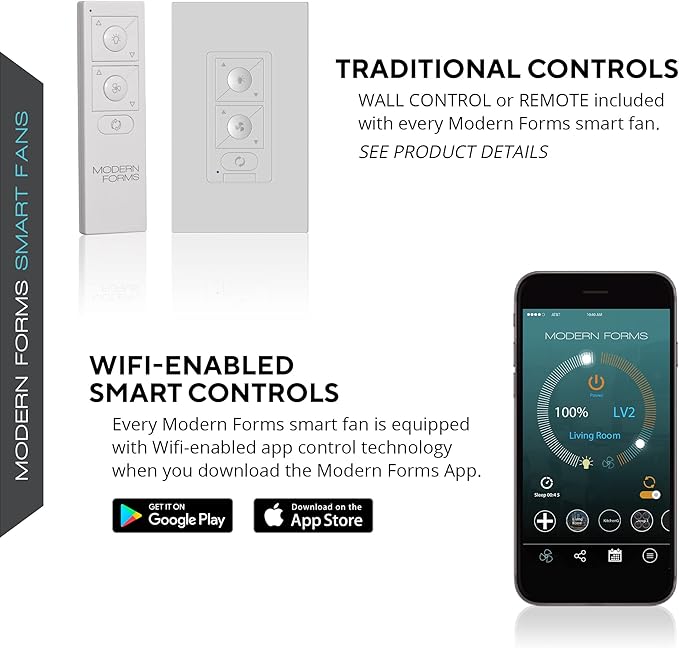 Zephyr Indoor or Outdoor 3-Blade 72in Smart Ceiling Fan in Matte White with Adjustable CCT 2700-3000-4000-5000K LED Light Kit and Remote Control Compatible with Alexa and iOS or Android App