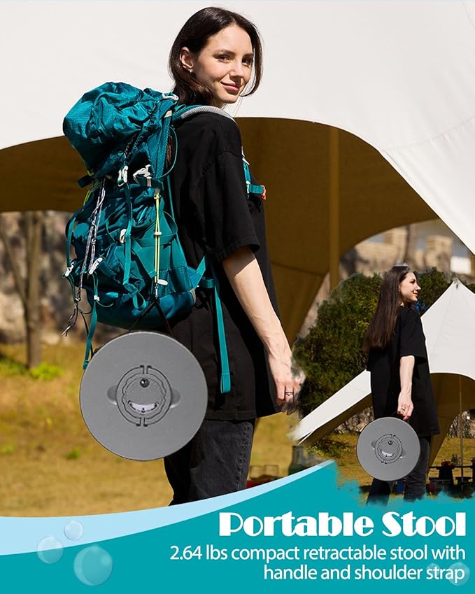 18-inch Heavy Duty Collapsible Stool - 800 lbs Capacity, 2.6 lbs Lightweight Portable Folding Stool for Camping, Travel, Music Festivals and Other Outdoor Events