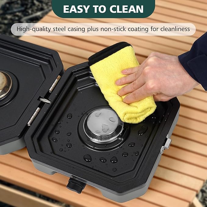 2 Burner Portable Camping Stove with Griddle 17200 BTU Folding Camp Gas Stove Camping Adjustable Burners Piezo Ignition