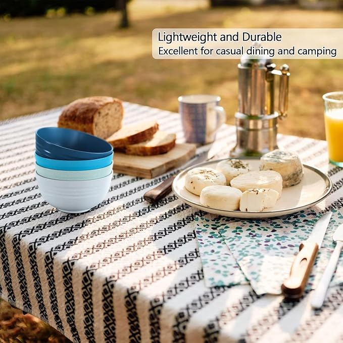 Homestockplus Unbreakable Cereal Bowls 25 OZ Microwave and Dishwasher Safe BPA-Free Eco-Friendly Wheat Straw Bowl Assorted Color Dessert Bowls for Serving Soup, Oatmeal, Pasta and Salad [Set of 6]