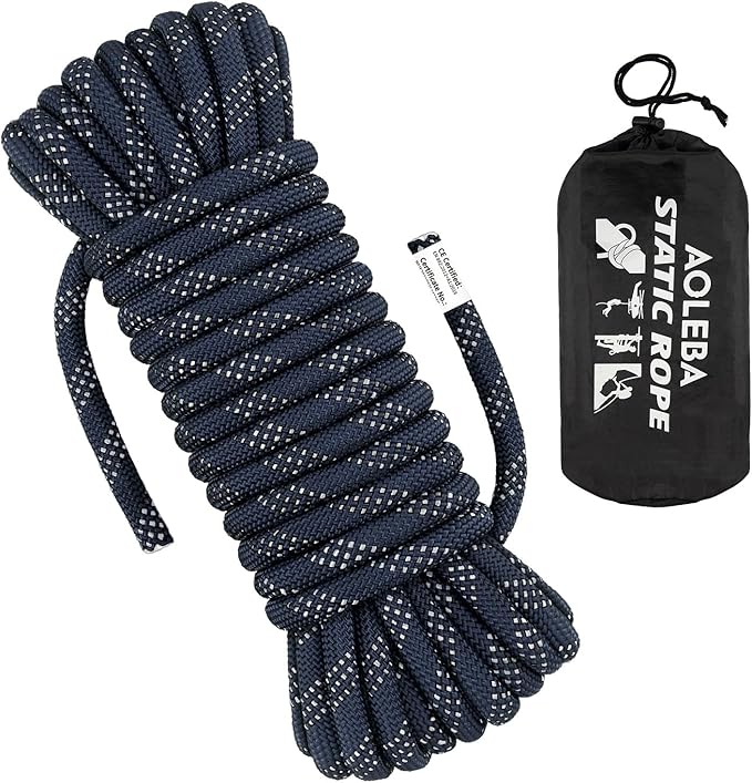 AOLEBA 10.5 mm Static Climbing Rope 10M(32ft) 20M(64ft) 30M(96ft) 50M(160ft) 70M(230ft) Outdoor Rock Climbing Rope, Escape Rope Ice Climbing Equipment Fire Rescue Parachute Rope