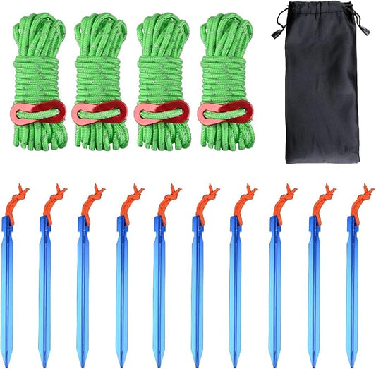 Azarxis Reflective Cord Pack Tent Guyline Rope High-Strength Lightweight with Aluminum Cord Adjuster for Tying Down Tarps, Camping Tent, Outdoor Packaging