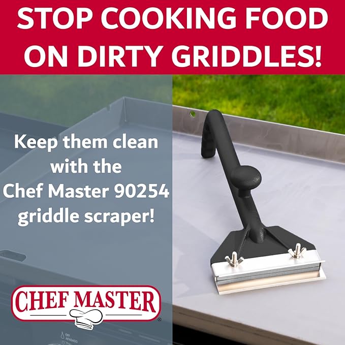 Chef Master Griddle & Flat Iron Grill Scraper, Commercial Blackstone Griddle Scraper, Flat Top Grill, Blackstone Accessories, Removes Grease, Food Debris for Diners, Restaurant & Food Truck - 90254