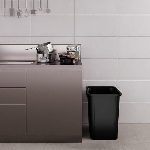 19 Gallon Black Square Commercial Trash Garbage Can | Outdoor Office Restauran School Kitchen