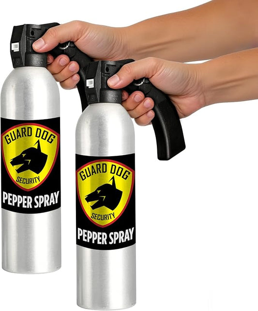Guard Dog Security Large Self Defense Pepper Spray 24 oz, Maximum Strength Self-Defense Spray with Pistol Grip, 45-Foot Range, Easy Access Outdoor Personal Protection, Crowd Control