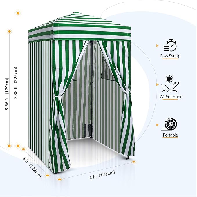 EAGLE PEAK Flex Ultra Compact 4x4 Pop-up Canopy, Sun Shelter, Changing Room, Portable Privacy Canopy Cabana for Pool, Fashion Photoshoots, or Camping, Green/White