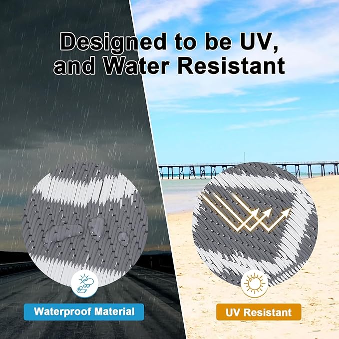 HEBE Outdoor Rug Waterproof 5x8, Reversible Plastic Straw Rug RV Camping Rug, Indoor Outdoor Patio Mat Clearance, Outside Carpet for Porch,Deck,Camper,Balcony,Backyard,Picnic