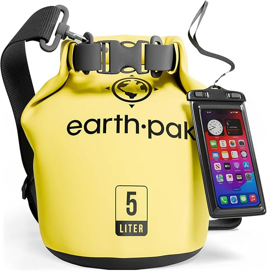 Earth Pak Waterproof Dry Bag - Roll Top Waterproof Backpack Sack Keeps Gear Dry for Kayak with Waterproof Phone Case