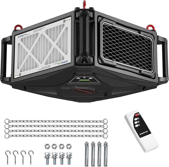 Abestorm 270 Degree Intake Air Filtration System, 780 CFM Workshop Hanging Dust Collector with Remote Control, Ceiling Mounted for Woodworking Shops and Garage, 2-speed Adjustment, DecDust 780