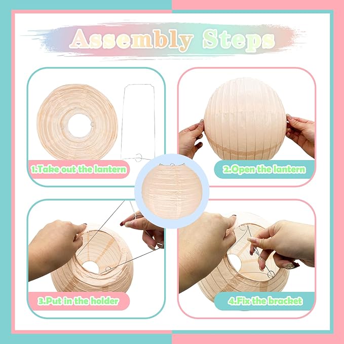 12Pcs 12" Colorful Pastel Paper Lanterns for Classroom Spring Children's Room Mother's Day Baby Shower Wedding Birthday Party Decorations, Macaron Rainbow Pastel Classroom Decor (12 inch)