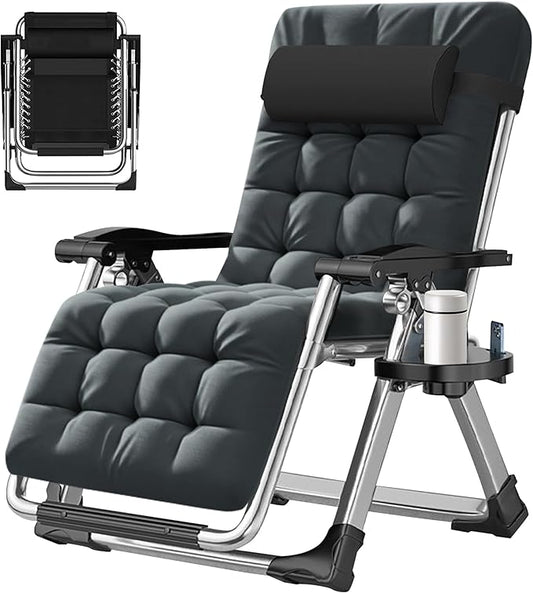 ABORON Zero Gravity Chair,Premium Outdoor Lawn Folding Lounge Chairs,Sturdy Adjustable Reclining Patio Chairs with Removable Cushion,Headrest & Tray