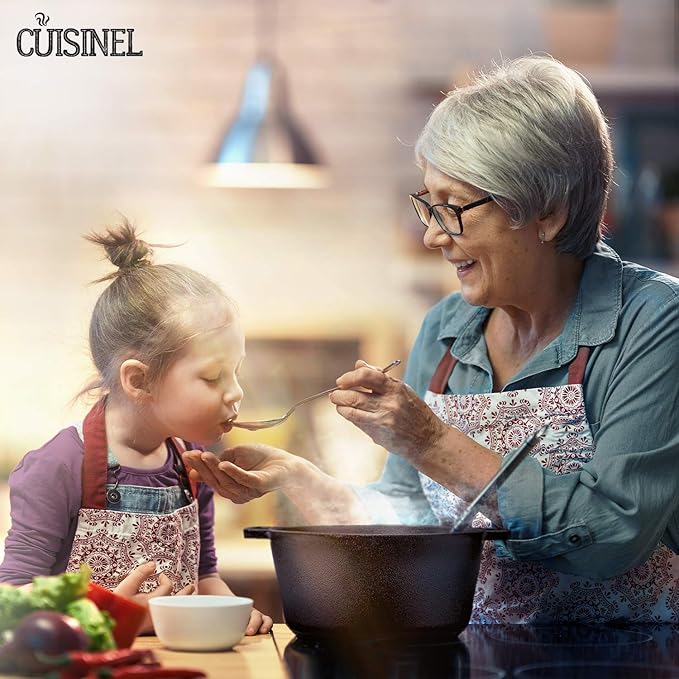 Cast Iron Double Dutch Oven - Pre-Seasoned 5-Quart Set – 2-in-1 Multi-Cooker: 5-Qt Deep Pot + 10" Skillet - Frying Pan Converts to Lid of Combo Dutch Oven – Grill, Stove Top, BBQ and Induction Use