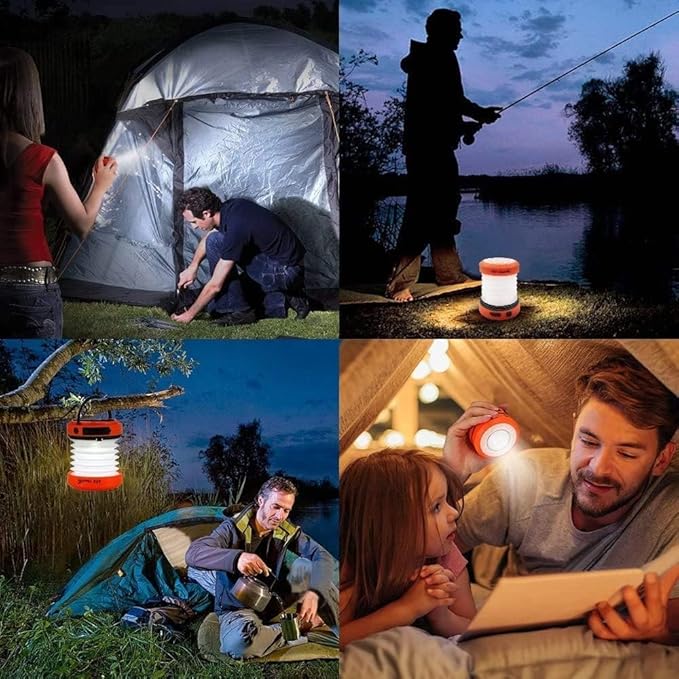 THORFIRE Collapsible LED Camping Lantern Rechargeable, Portable Hand Crank Lantern Flashlight with 4 Light Modes for Power Outage, Hiking, Emergency, Fishing (4 Pack)