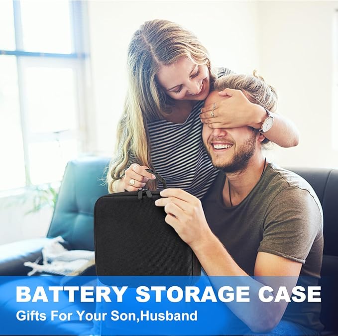 Battery Holder Organizer Storage Case with Tester - BT168,Holds 140+ Batteries Waterproof Carrying Case Bag for AA AAA C D 9V, Battery Vault Box for Organization (Not includes Batteries)